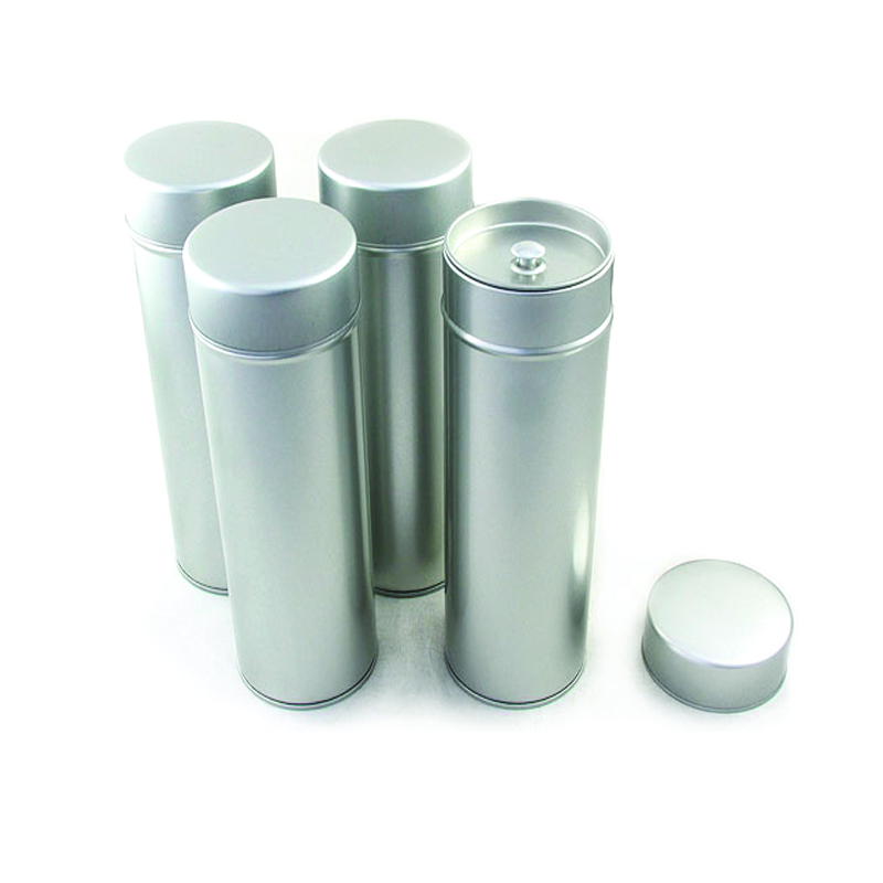 silver round tea tin with inner lid silver round tea tin with inner lid